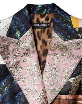 Mehrfarbige geblümte Patchwork-Jacquardjacke
