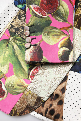 Mehrfarbige geblümte Patchwork-Jacquardjacke