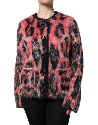 Red Mohair Wool Button Down Cardigan Sweater