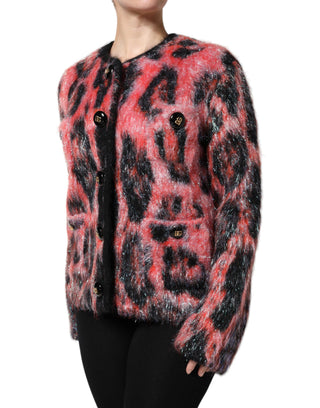 Red Mohair Wool Button Down Cardigan Sweater
