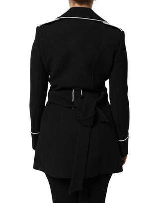 Black Wool Double Breasted Blazer Jacket