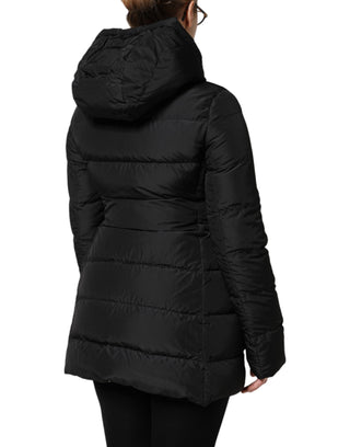 Chaqueta reversible negra acolchada con capucha y cremallera