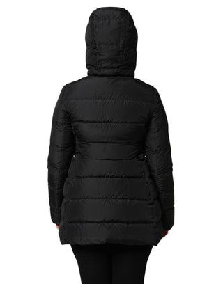 Chaqueta reversible negra acolchada con capucha y cremallera