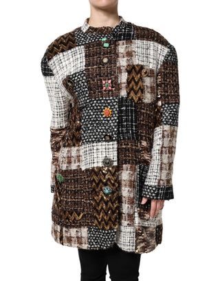 Mehrfarbige Patchwork-Knopfjacke