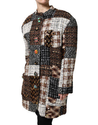 Mehrfarbige Patchwork-Knopfjacke
