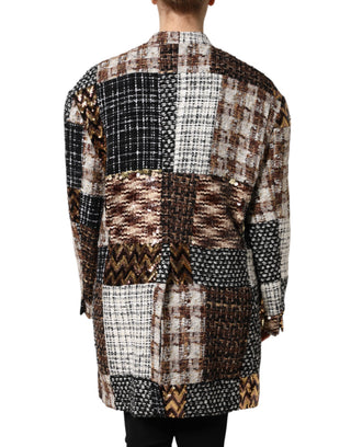 Mehrfarbige Patchwork-Knopfjacke