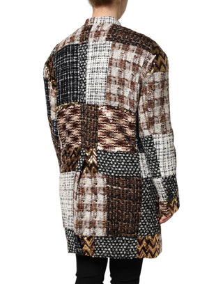 Mehrfarbige Patchwork-Knopfjacke