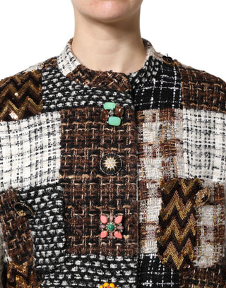 Mehrfarbige Patchwork-Knopfjacke