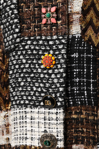 Mehrfarbige Patchwork-Knopfjacke