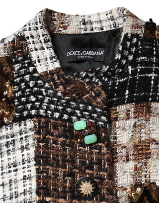 Mehrfarbige Patchwork-Knopfjacke