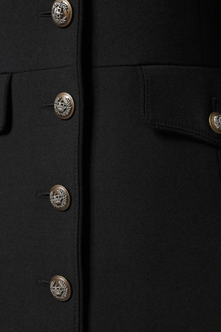 Black Wool Single Breasted Trench Coat Jacket