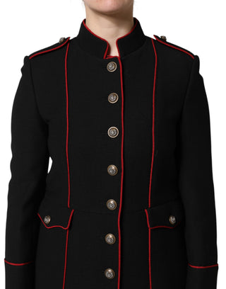 Black Wool Single Breasted Trench Coat Jacket