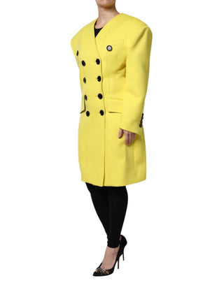Gelbe zweireihige Trenchcoat-Jacke