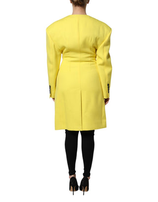 Gelbe zweireihige Trenchcoat-Jacke