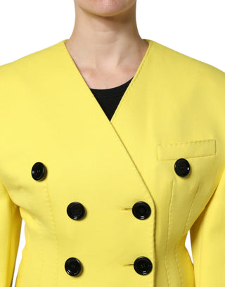 Gelbe zweireihige Trenchcoat-Jacke