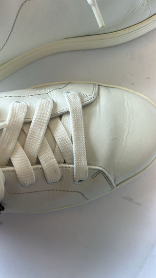 White Leather Heart Embellished Sneakers Shoes