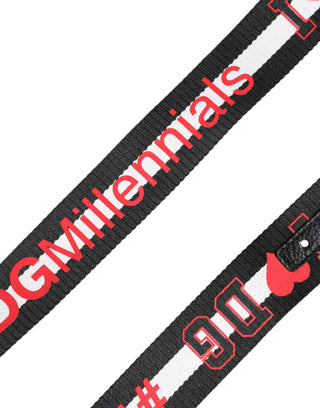 Schwarzer Polyestergürtel mit Logo-Print und DG-Schnalle