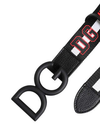 Schwarzer Polyestergürtel mit Logo-Print und DG-Schnalle