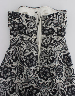 Weißes florales Spitzen-Seidenkorsett-Maxikleid