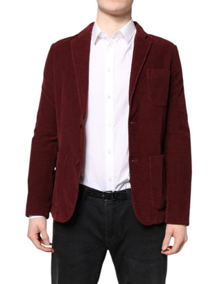 Weinroter Cord Regular Fit Herren Mantel Blazer Jacke