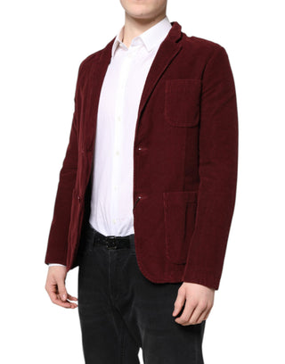 Weinroter Cord Regular Fit Herren Mantel Blazer Jacke