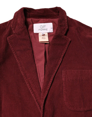 Weinroter Cord Regular Fit Herren Mantel Blazer Jacke