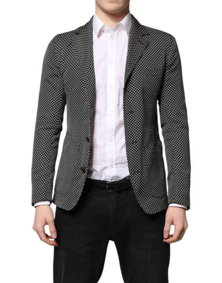 Dark Gray White Patterned Men Suit Coat Blazer