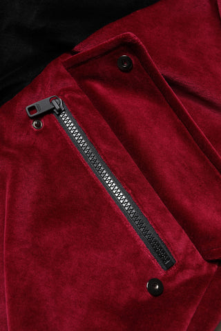 Red Black Cotton Logo FullZip Bomber Jacket