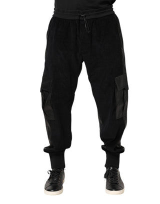 Pantalones jogger cargo de algodón negro  