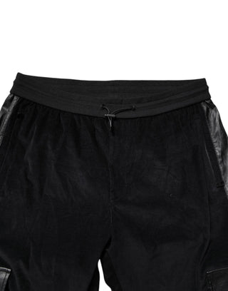 Black Cotton Cargo Jogger Sweatpants Pants