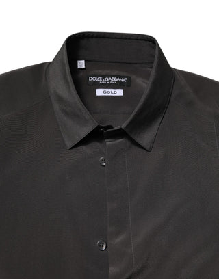 Dark Gray Silk GOLD Dress Formal Shirt