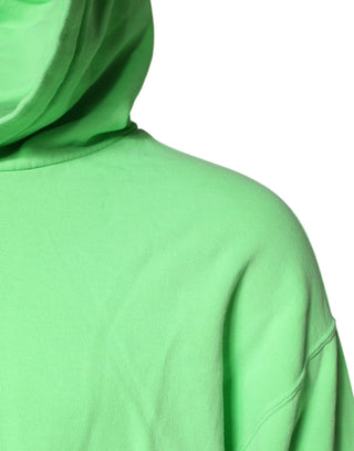 Suéter con capucha verde de algodón con estampado del logo DG  