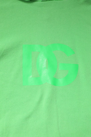 Suéter con capucha verde de algodón con estampado del logo DG  