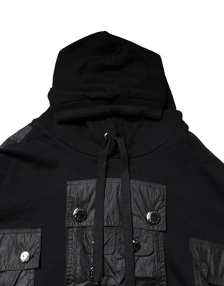 Black Cotton Hooded Sweatshirt Sweater
