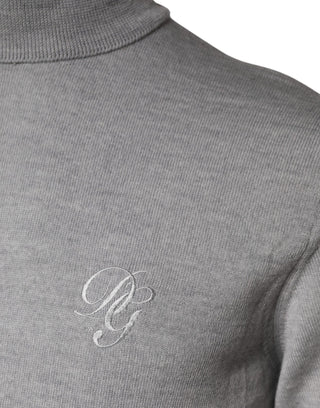 Gray Wool Knitted Men Pullover Sweater