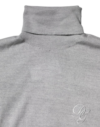 Gray Wool Knitted Men Pullover Sweater