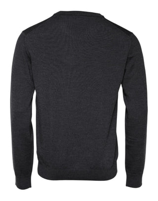 Suéter de punto gris de lana para hombre con logo  