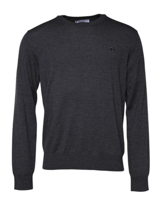 Suéter de punto gris de lana para hombre con logo  
