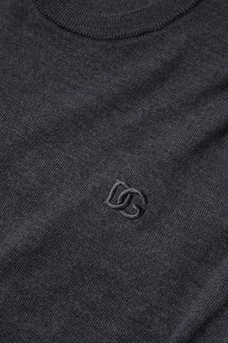 Suéter de punto gris de lana para hombre con logo  