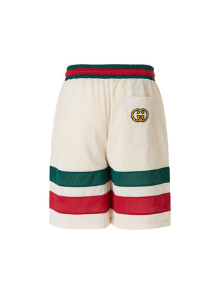Pantalones cortos crema de poliéster con logo