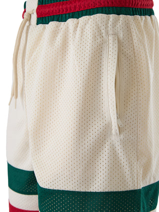 Pantalones cortos crema de poliéster con logo