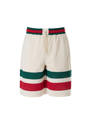 Pantalones cortos crema de poliéster con logo