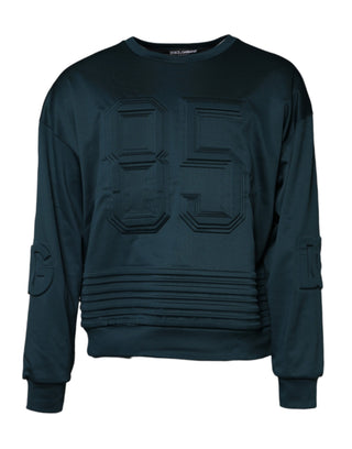 Dark Green Embossed Logo Pullover Sweater