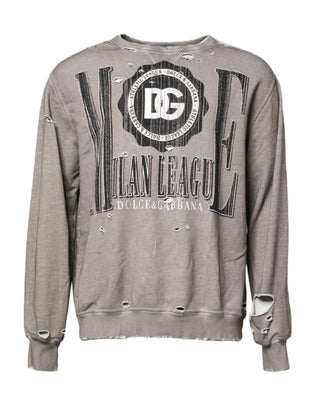 Grauer Logo Print Rundhals Pullover