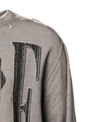 Grauer Logo Print Rundhals Pullover