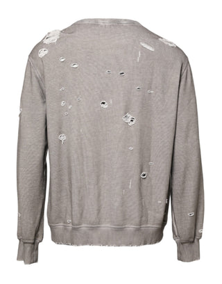 Grauer Logo Print Rundhals Pullover