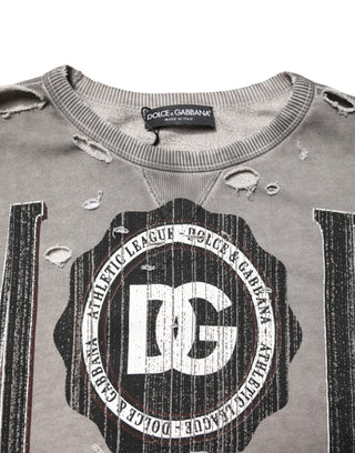 Grauer Logo Print Rundhals Pullover