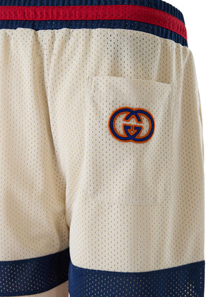 Cream polyester Logo Shorts