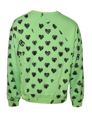 Pullover mit Rundhalsausschnitt und grünem Herz-Print
