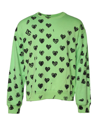 Pullover mit Rundhalsausschnitt und grünem Herz-Print